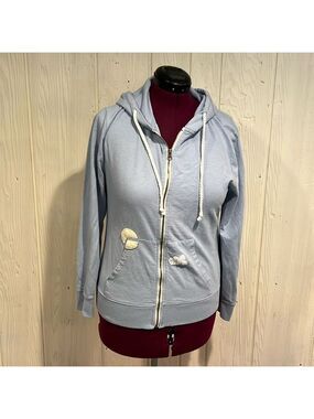 Threads 4 Thought Hoodie Large Powder Blue Zipper Appliqués